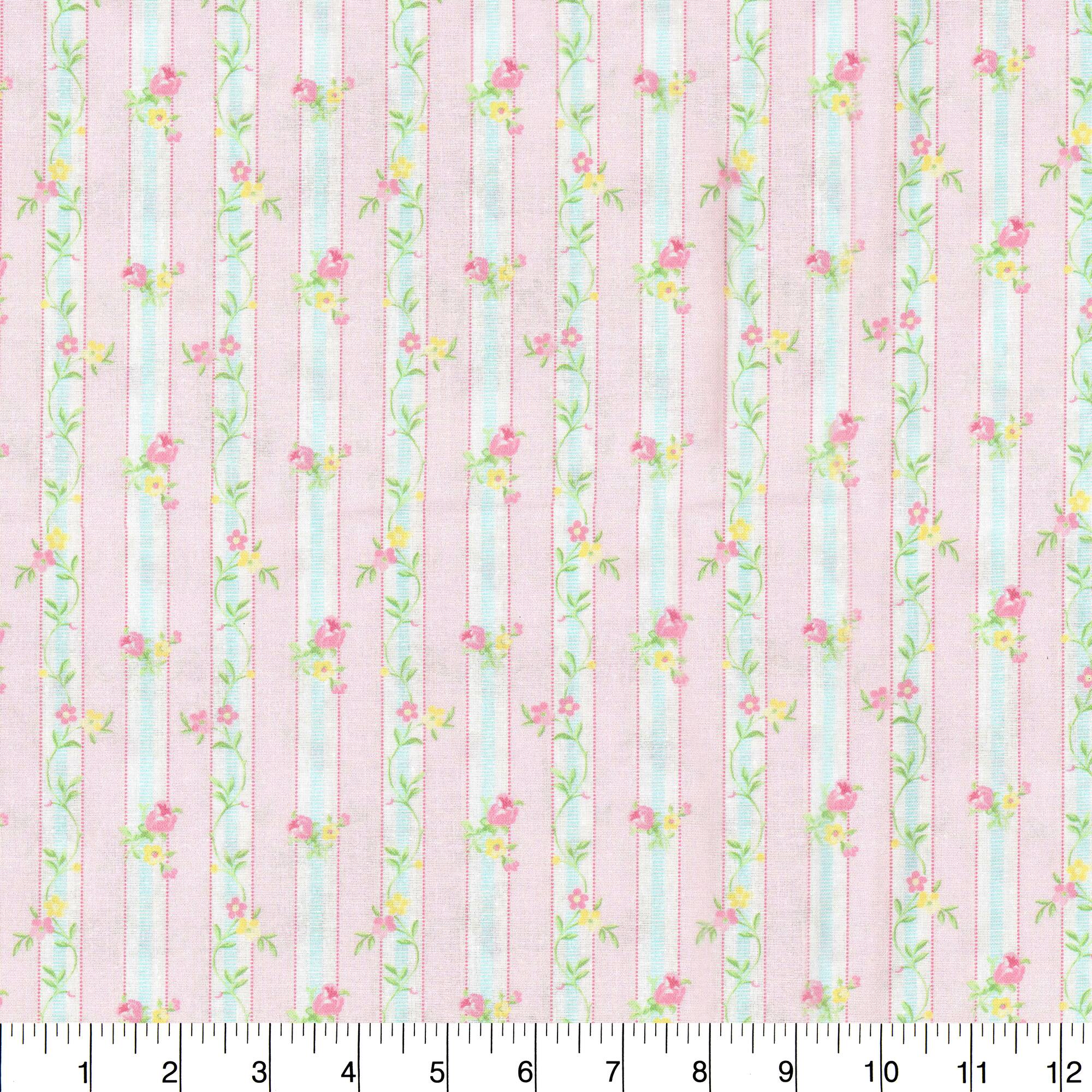 Fabric Traditions Floral Stripe Cotton Fabric